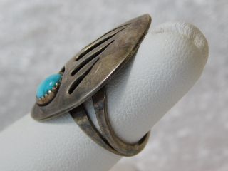 VTG NAVAJO Native American SHADOW BOX TURQUOISE CLAW STERLING SILVER RING sz 5 3
