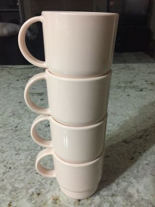 Vintage Tupperware Coffee Tea Mug Set 4 Stackable Light Pink 2224 - A Plastic