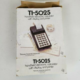 Vintage TEXAS INSTRUMENTS TI - 5025 Portable Electronic Calculator w/LED & Printer 4