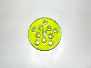 Green - - Glass Vintage Flower Frog - - 11 Holes - - 3 - 1/4 " Outer Diameter