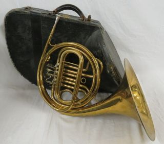 Vintage Star Brass Gold - Tone French Horn Instrument With Carrying Case