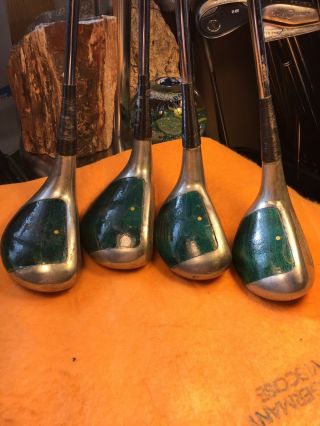 Vintage Austad Magnawood 1,  3,  5,  7 Set Green Wood Tops