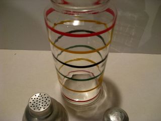 Vintage Striped Glass Cocktail Shaker Banded Rings Hocking Glass 3