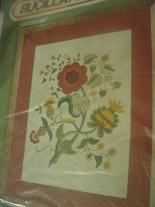 Vintage Bucilla Jacobean Crewel Embroidery Picture Kit 12 X 16
