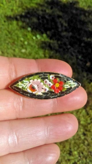 Vintage Micro Mosaic Italian Brooch Pin 1.  5 " Costume Jewelry
