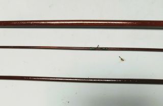 Vintage 8 - 1/2 ' 3 - piece bamboo fly rod unknown maker with wooden rod holder. 4