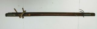 Vintage 8 - 1/2 ' 3 - piece bamboo fly rod unknown maker with wooden rod holder. 8