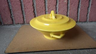 VINTAGE HOMER LAUGHLIN HARLEQUIN YELLOW CASSEROLE DISH COVERED SERVING BOWL 2