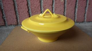 VINTAGE HOMER LAUGHLIN HARLEQUIN YELLOW CASSEROLE DISH COVERED SERVING BOWL 3