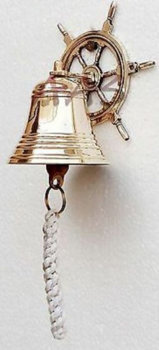 Ship Wheel Anchor Vintage Marine Art Decor Hand Made Mooring Brass Bell Bb 09