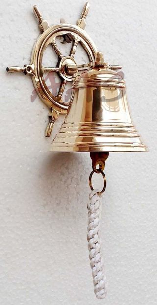 Ship Wheel Anchor Vintage Marine Art Decor Hand Made Mooring Brass Bell BB 09 2