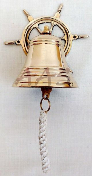 Ship Wheel Anchor Vintage Marine Art Decor Hand Made Mooring Brass Bell BB 09 4