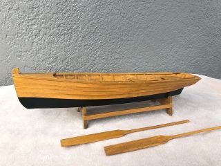 Vintage Wood Row Boat Skif Dory Canoe Model Rowboat Skiff Decoration Ship 19”