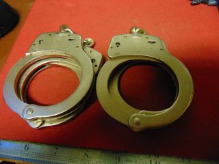 2 Vintage Smith & Wesson Handcuffs,  Standard Size,  Chain Links,  Double Locking