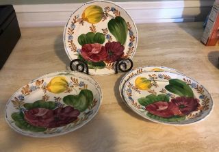 5 Belle Fiore Vintage 9 Inch Dinner Plates Chanticleer Ware Solian Ware England
