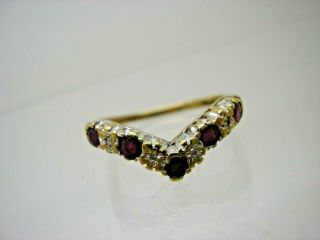 Vintage 9ct Gold Ruby & Diamond Ring Size M