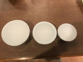 Vintage Farberware 3 Mixing Bowls Double Ring Handles Stainless Steel WITH TOPS 5