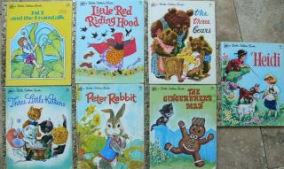 7 Vintage Little Golden Books Peter Rabbit,  Heidi,  Three Bears,  Gingerbread,