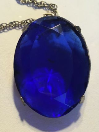 Vintage 1920’s Czech Cobalt Blue Large Glass Pendant