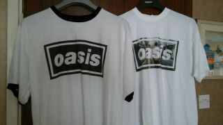 2 X Vintage White Oasis - T - Shirt Size Xl,  Music Rock Group