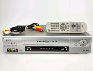Sanyo Vcr Vhs Player Vwm - 900 4 Head Hi - Fi Stereo Video Cassette Recorder Remote