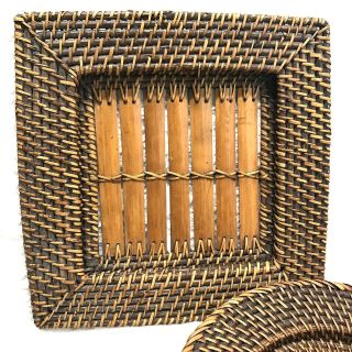 Vintage Wicker Rattan Wall Hanging Fruit Basket Square Round Shape Home Decor 2