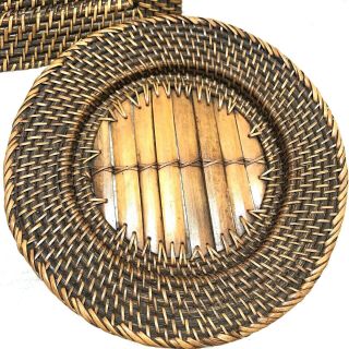 Vintage Wicker Rattan Wall Hanging Fruit Basket Square Round Shape Home Decor 3