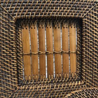 Vintage Wicker Rattan Wall Hanging Fruit Basket Square Round Shape Home Decor 4