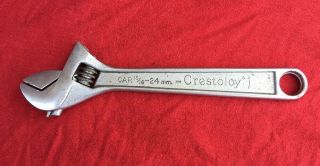 Vintage Crestoloy 8 Inch Adjustable / Crescent Wrench Made In U.  S.  A.