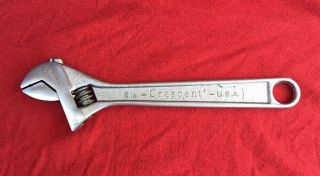 Vintage Crestoloy 8 inch Adjustable / Crescent Wrench Made in U.  S.  A. 2