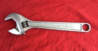 Vintage Crestoloy 8 inch Adjustable / Crescent Wrench Made in U.  S.  A. 5