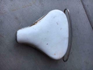 Vintage 1960`s Troxel Bicycle Seat With Crashbar And Springs - White