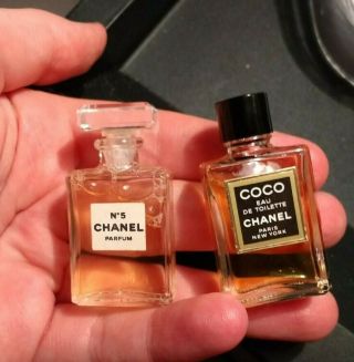 Coco Chanel Set Of Two Miniature Vintage Chanel No 5 And Coco Mini Parfum