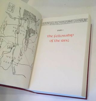 Lord Of The Rings Collector’s Edition Red Leather Book Map JRR Tolkien HMCO 1987 8