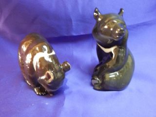 Vintage Russian Imperial Lomonosov Porcelain Figureine Two Cinamon Bears
