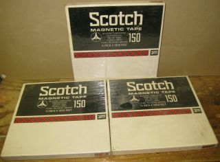 (3) Scotch 150 Magnetic Reel To Reel Tapes 1/4 " X 1800 Feet