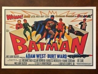 Vintage Batman Adam West & Burt Ward Movie Debut Poster 1966