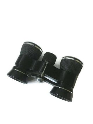 Vintage Tasco 2.  5 Mini Binoculars Black Opera Theater Glasses,  Made in Japan 4” 4