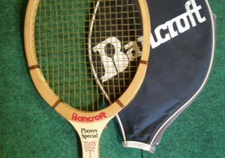Vintage Bancroft Players Special Wood Tennis Racquet With Cover