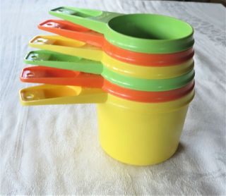Set Of 6 Vintage Tupperware Measuring Cups Harvest Green Orange Yellow