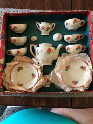 Vintage Childs Toy Dishes Tea Japan Children Set 23 Piece Handpainted
