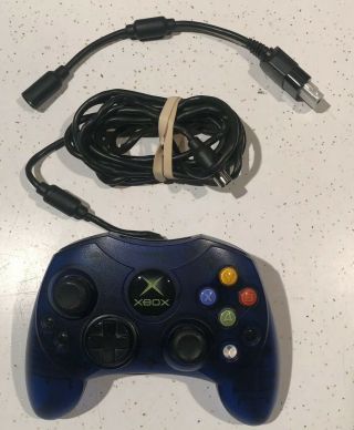 Microsoft Xbox Controller S Blue Vintage Oem Great