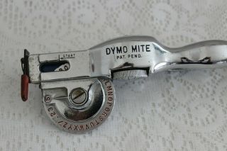 VINTAGE CHROME DYMO MITE M - 2 TAPEWRITER LABEL MAKER HAND EMBOSSING TOOL 5