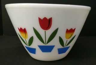 Vintage Fire King Oven Ware Splash Proof Tulip Glass Mixing Bowl 8 1/2 " 3 Qt Vn