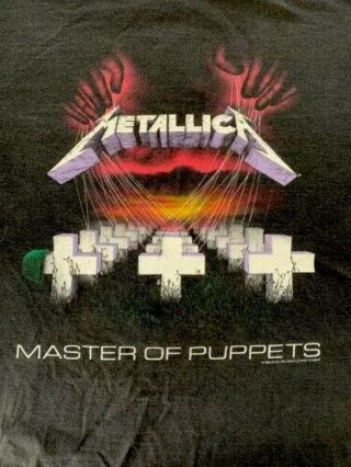 Vintage Metallica Concert T - Shirt 90 ' s Master Of Puppets Graveyard GIANT Men L 2