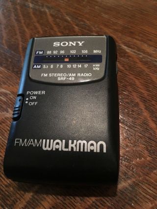 Sony Walkman Srf - 49 Fm Stereo/am Portable Radio Vintage