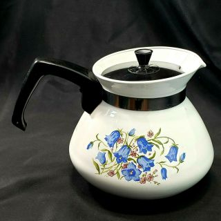 Vintage Corning Ware Canterbury Blue Bells Tea Pot 6 Cup