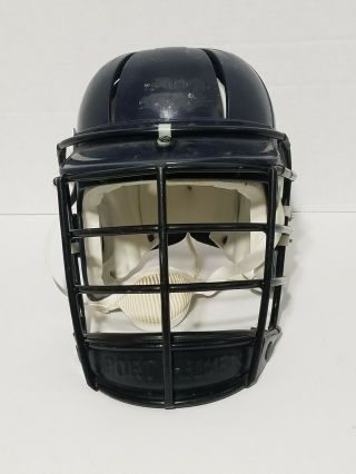 Vintage Lacrosse Helmet Mask Gear Display Sport Den Man Cave Sports Helmet Blue