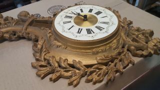 Haven Hollywood Regency Vintage Ornate Wall Clock Gold Laurel Bow Repair USA 5