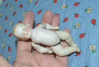 Antique Tiny Dollhouse Doll All Bisque German Miniature 4 Inches